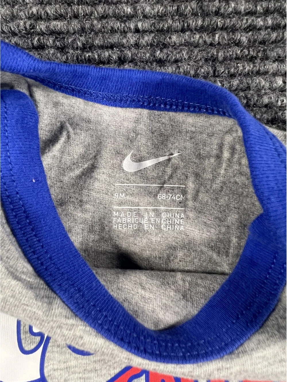 Nike Baby Bodysuits 3-Pack Long Sleeve Onesies Size 9 Months - Red, Blue, Gray